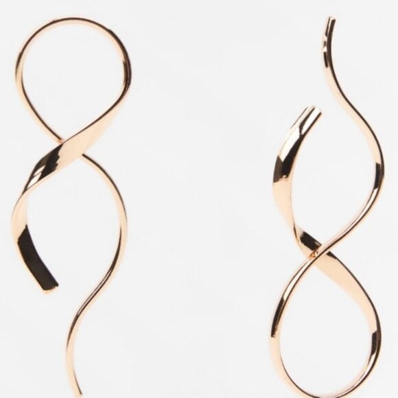 ZARA Irregular Gold Toned Earrings NWT Infinity - Picture 1 of 7